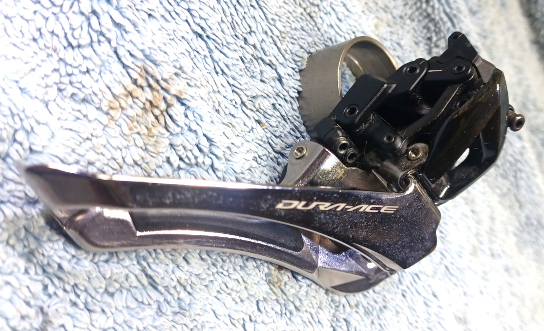 VGC, used, Shimano Dura Ace FD-R9100, Front Derailleur Braze On, 2×11