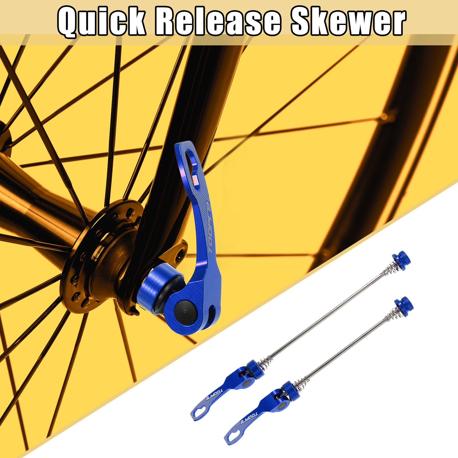 1 Pair Front Rear Bicycle Quick Release Axles Skewers Wheel Hub Blue for MTB