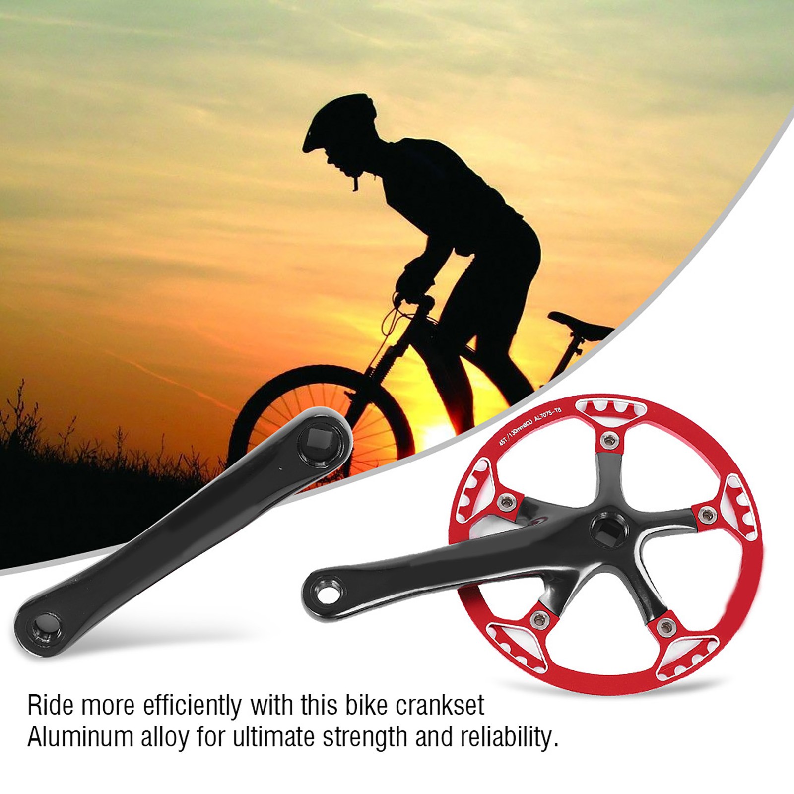 Meijun Bike Crankset 170mm Bicycle Chainwheel Chain Set 45T 47T (black Red