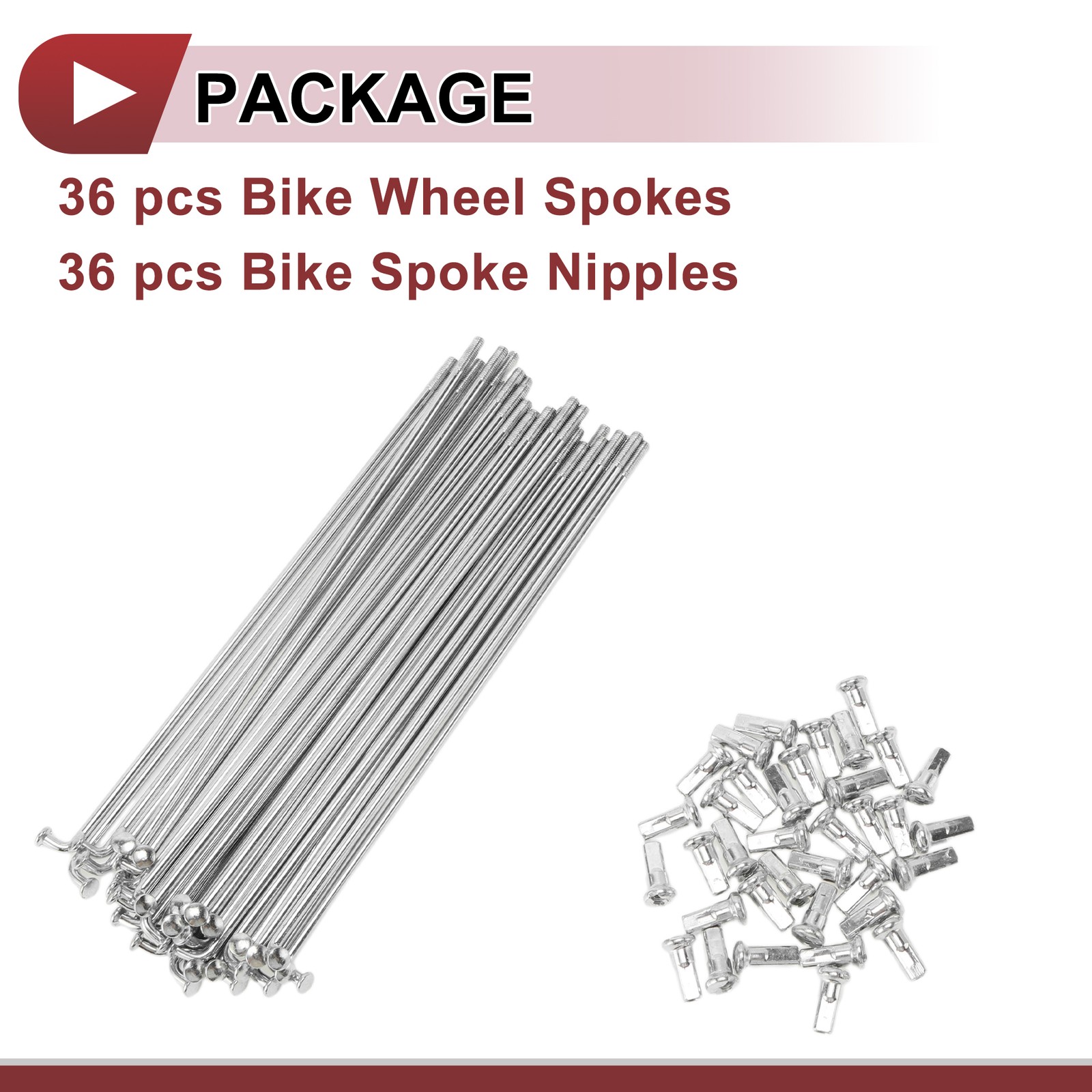 36Set 12G Bicycle Spokes 139mm Bike Wheel Spokes 45 Steel Galvanized Silver Tone