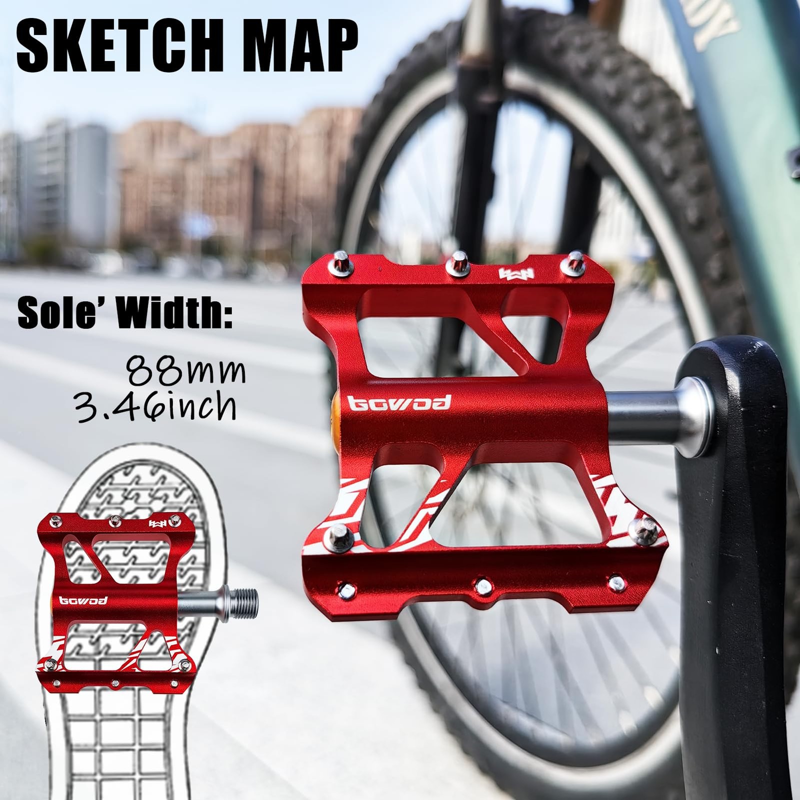 Small Bike Pedal MTB Kids BMX Pedals Flat, Youth Bike Pedal w 9/16 inch Cr-Mo…