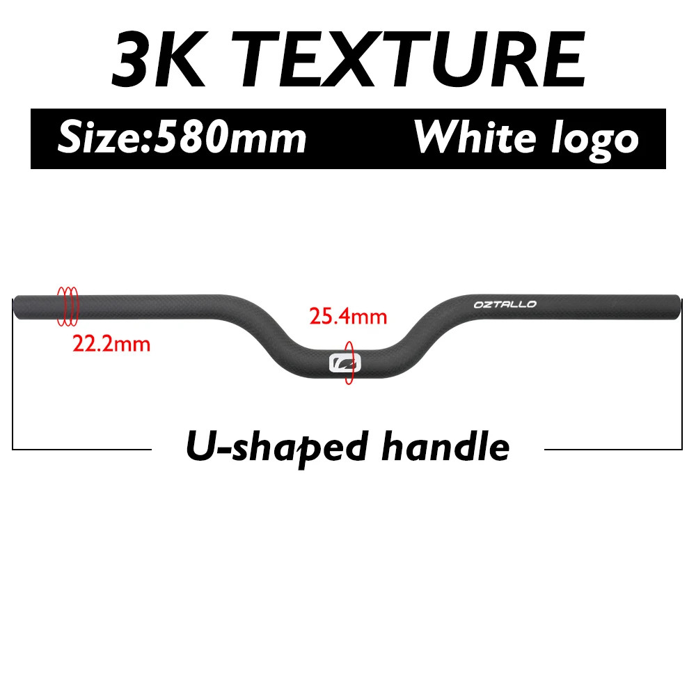 Carbon Fiber Mountain Bike Handlebars 25.4mm Clamp Diameter Flat Riser Bar