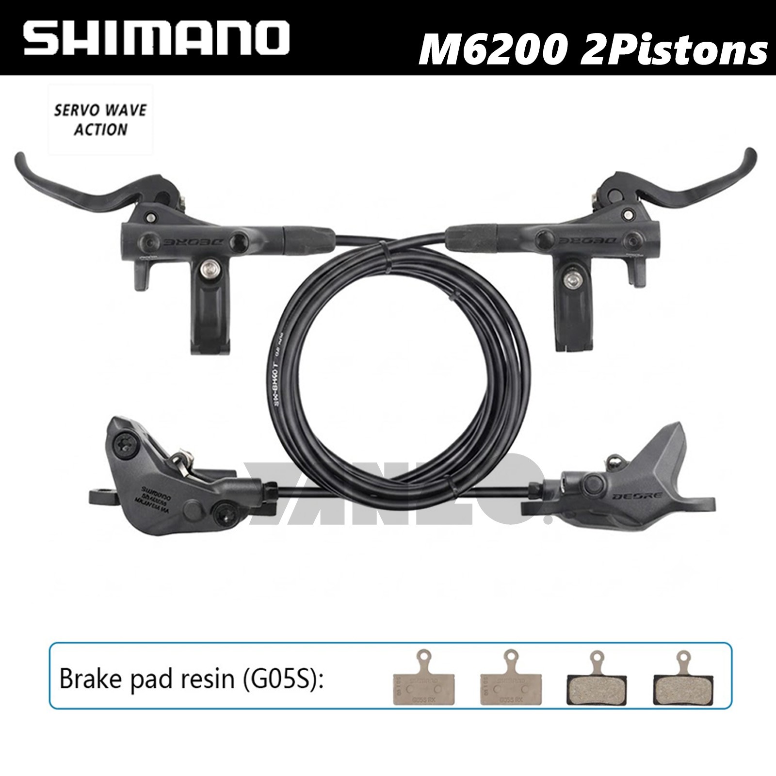 Shimano Deore SL-M6200,BR-M6200 2Piston Hydraulic Disc Brake Set Front&Rear Bulk