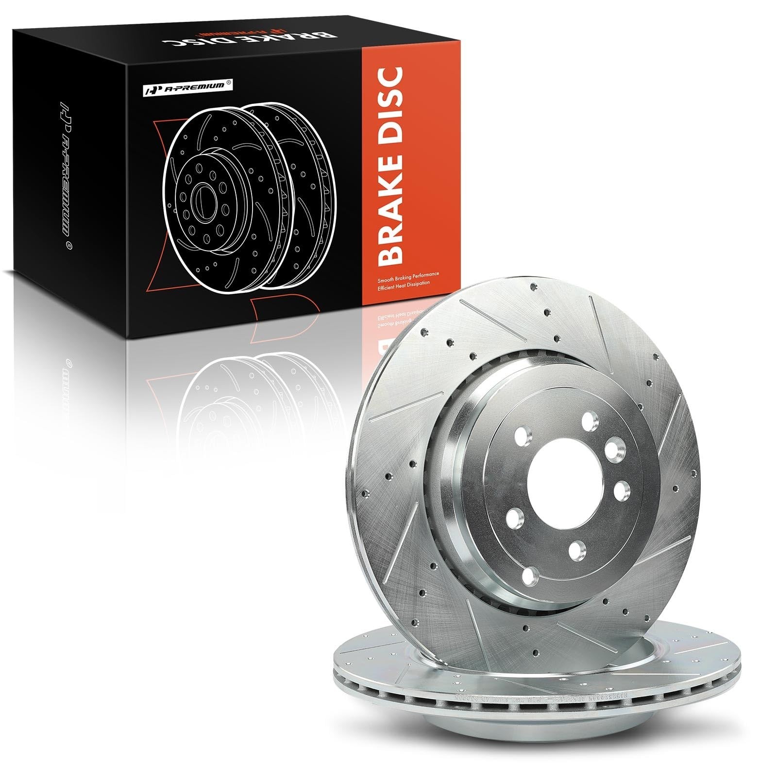 A-Premium 14.37 Inch (365 mm) Rear Drilled and Slotted Disc Brake Rotors | Co…