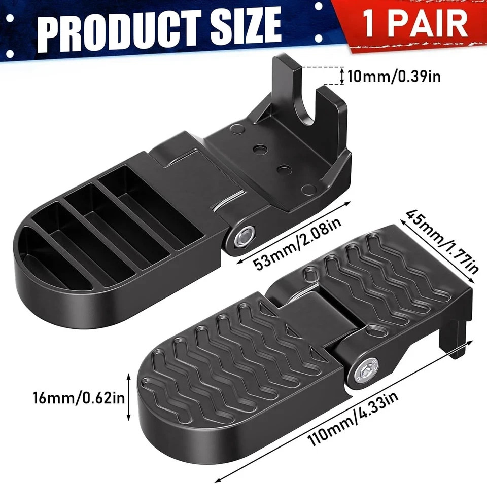 2PCS Bike Rear Pedals Aluminium Bicycle Foot Peg Non-Slip Ebike Pegs