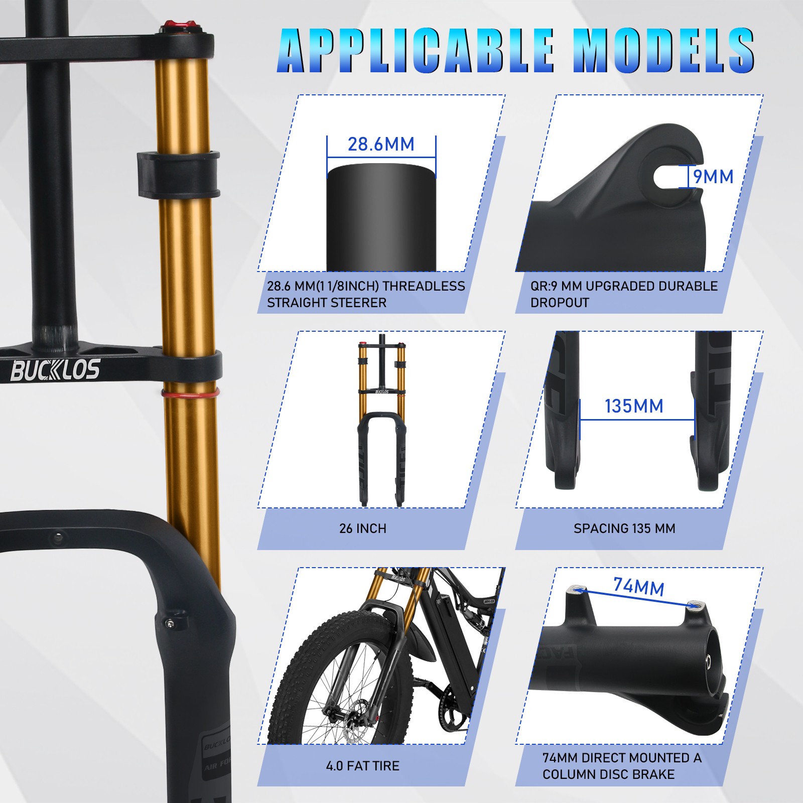 New 2026 26″ Downhill Air Fork 180mm Travel Beach Electric MTB Bike 4.0 Fat Tire