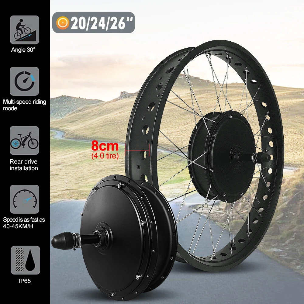 Snow E-bike Conversion Kit 48V 1000W Rear Rotate Hub Motor Wheel 170/190mm