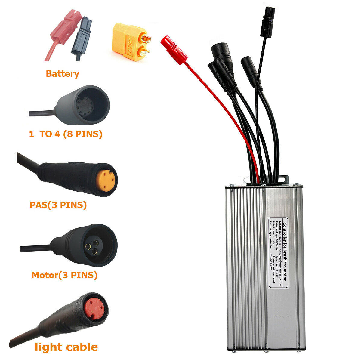 Ebike 36/48V 30A 1000W KT Brushless Motor Controller WP Plug Electric Bicycle