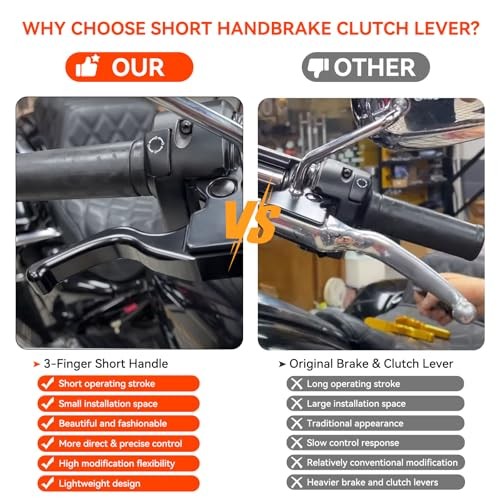 3 Finger 5.9″ Shorty Brake Clutch Levers Kit for 2015-2024 Harley Softail