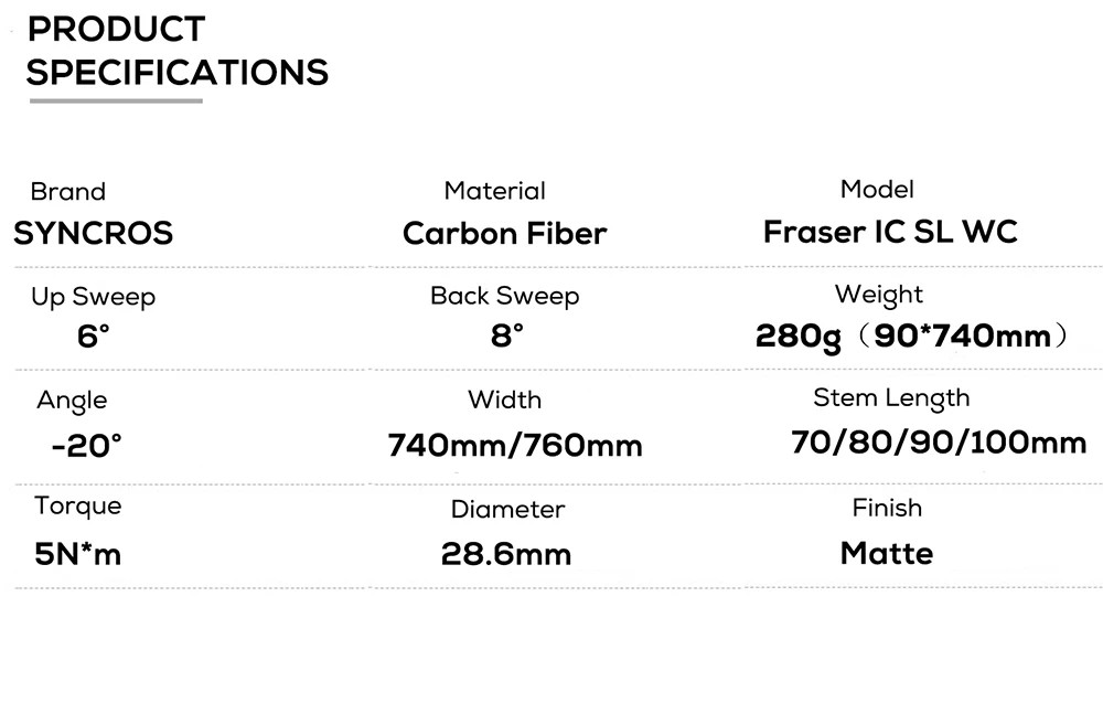 -20° Full Carbon Fibre MTB Bicycle Integrated Cockpit Handlebar 740mm 760mm