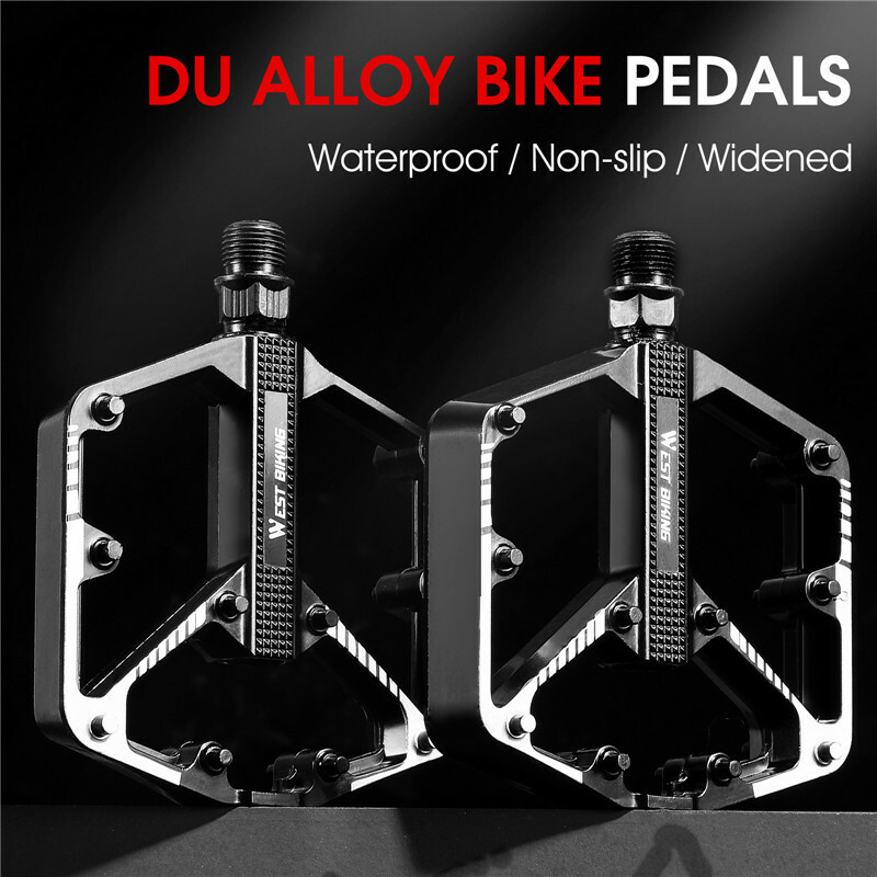 WEST BIKING Bike Pedals DU Bearing 9/16″ Aluminum Cycling Bicycle Pedals Black