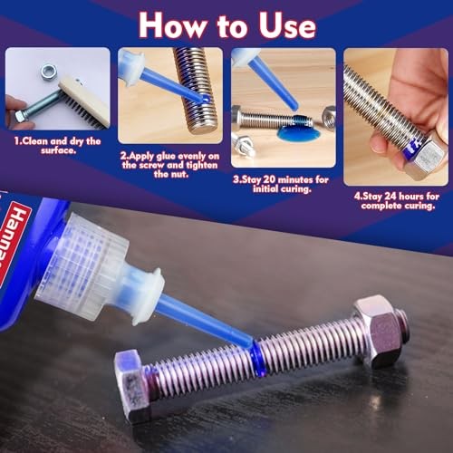 Thread Lock Blue 1.69 Fl oz/50 ml Medium Strength, Lock & Seal medium-50ml
