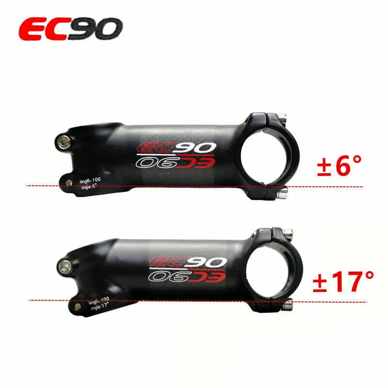 Carbon Fiber 31.8mm MTB Road Bicycle Stem 6/17 Degrees 60-120mm Handlebar Stems