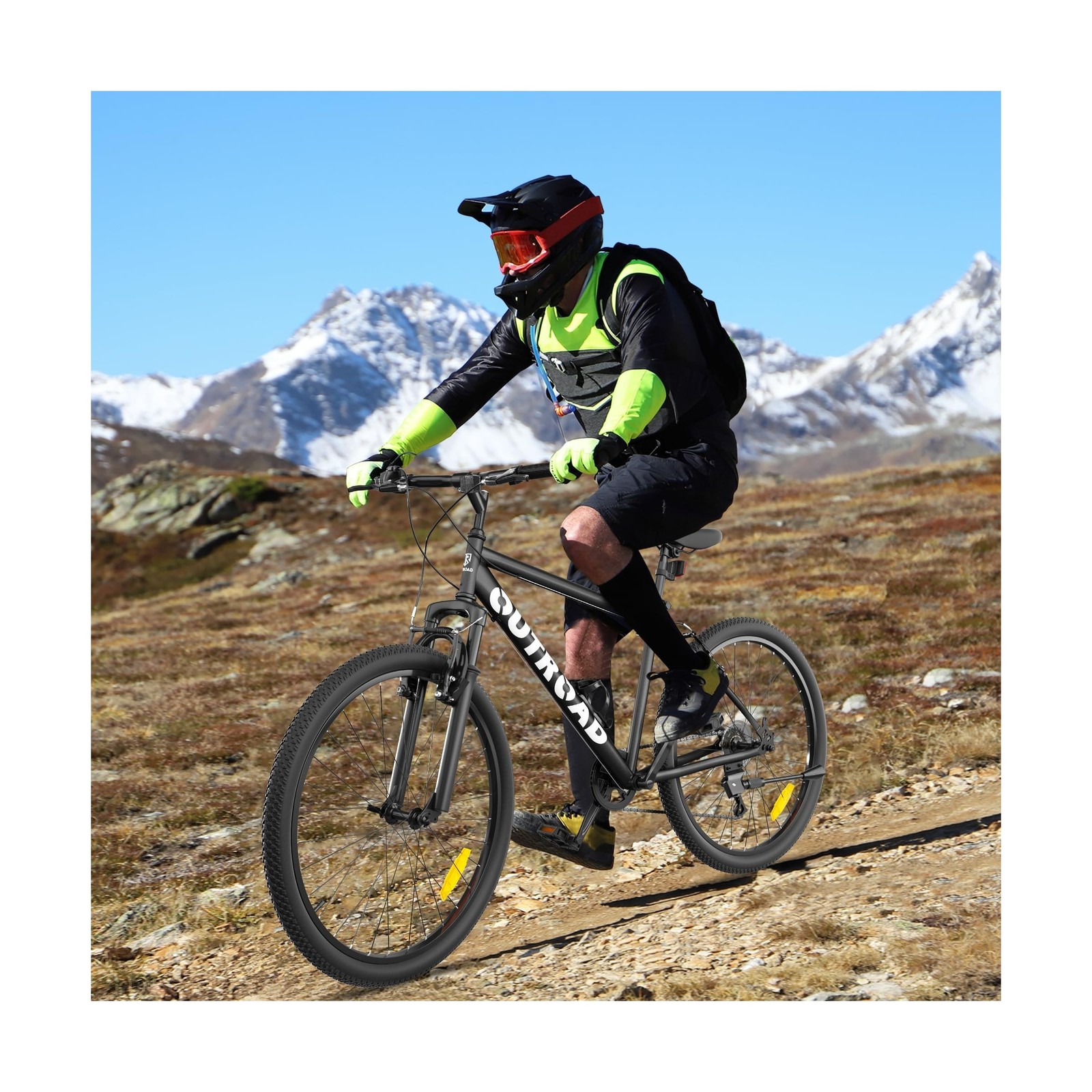 26″ Mountain Bike, 7-Speed Lightweight High-Carbon Steel Frame, V Brakes & Fr…