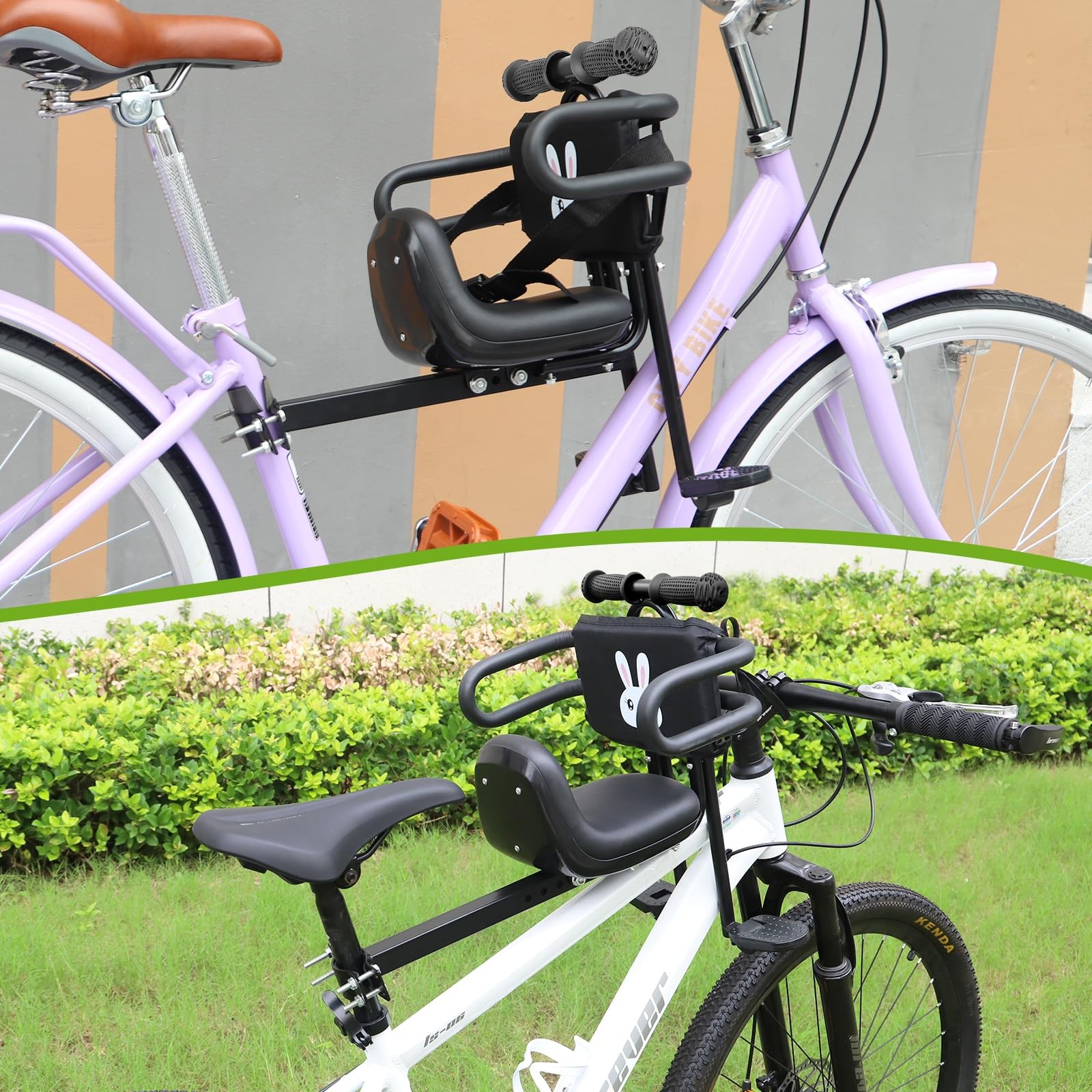 Zukka Child Bike Seat Front Mount Guardrail Retractable Baby Bike Seat Toddler