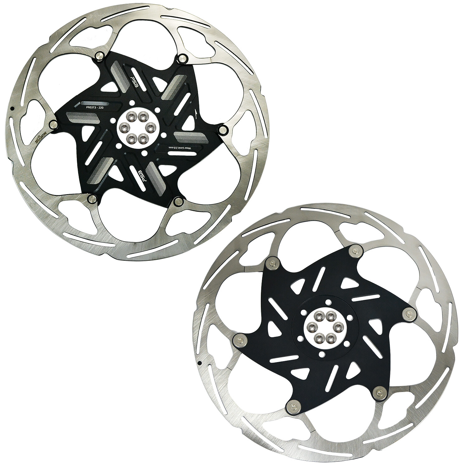 PSB PR03 3D Floating Plus DHR and E-MTB Only 2.3mm Disc Brake Rotor 6-Bolt 220mm
