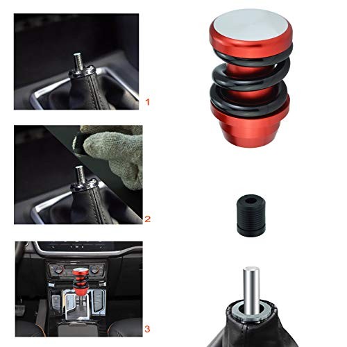 Spring Shifter Knob, Aluminium Alloy Gear Stick Head Manual Auto Black and red