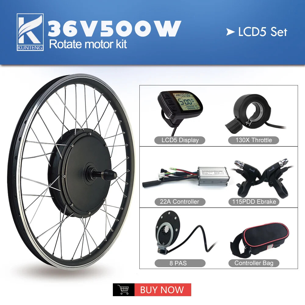 36V 48V 500W Rear Rotate Brushless Gearless Hub Motor for E-bike Conversion Kit