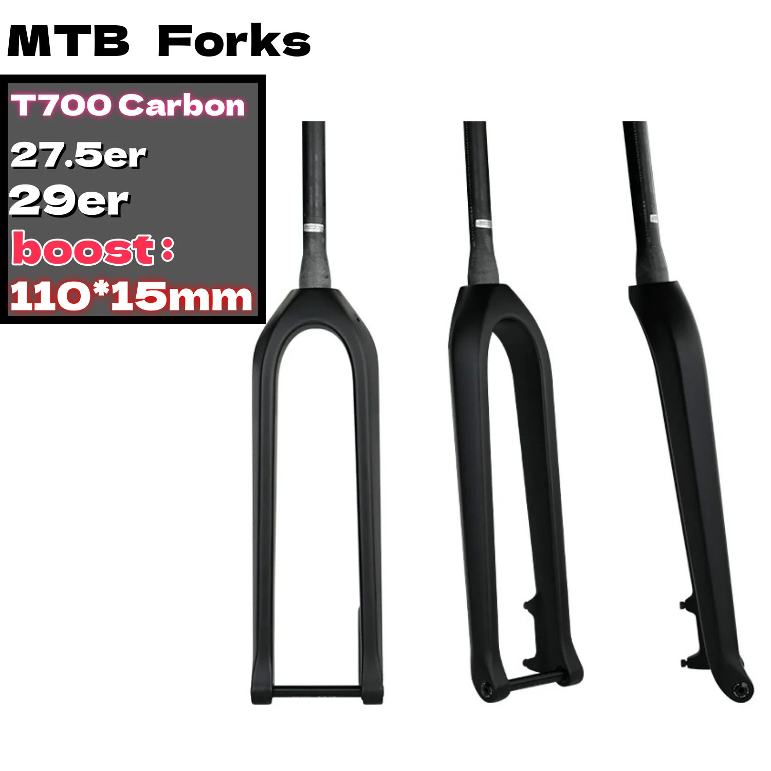 29/27.5 Inches Full Carbon Fiber MTB Bicycle Front Fork 110*15MM BOOST