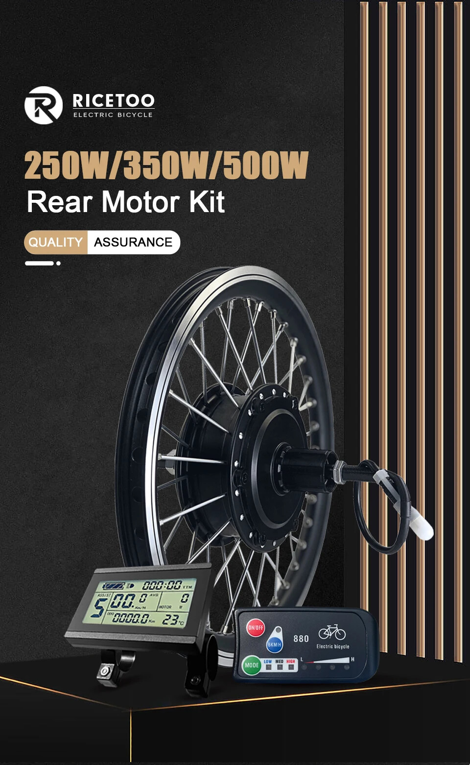 250W/350W/500W 36V/48V MTB E-bike Conversion Kit Rear Cassette Wheel Hub Motor