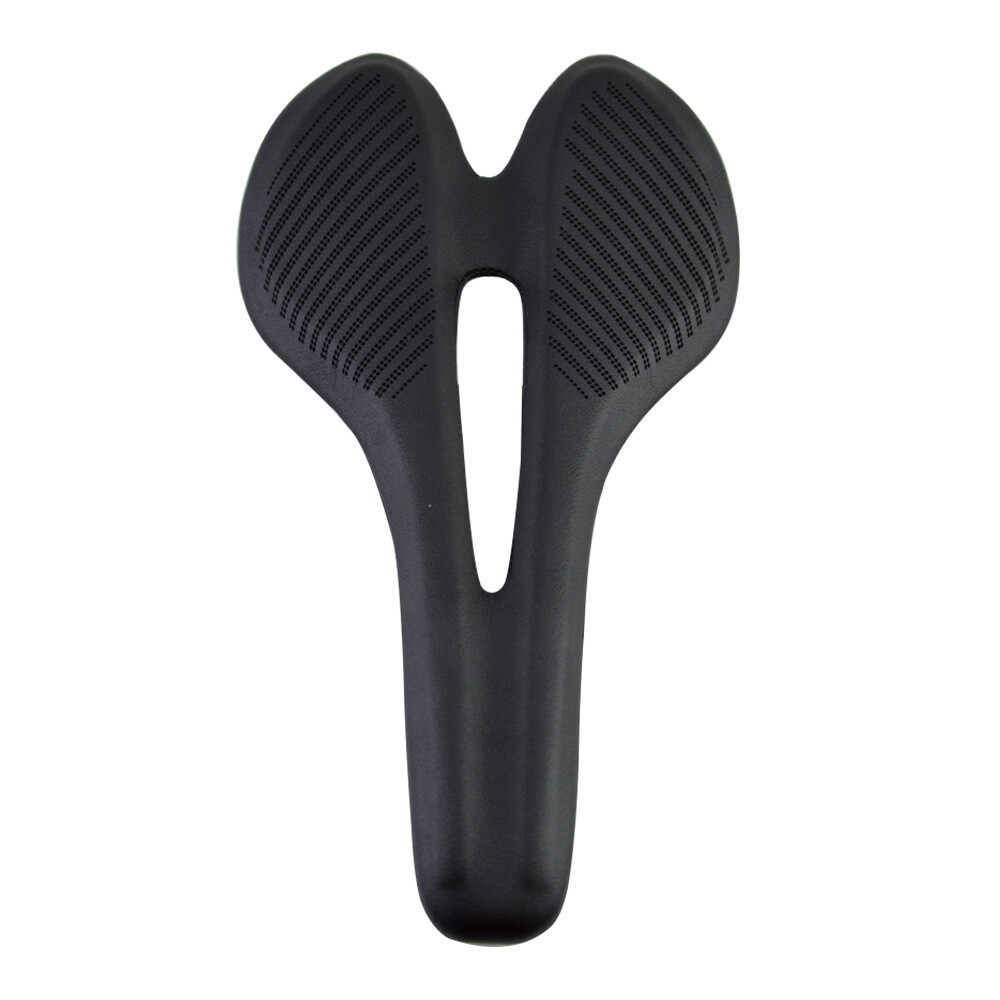 270*143mm Carbon Fiber Leather Saddle Mountain Road Bike Seat Oval Rail Black