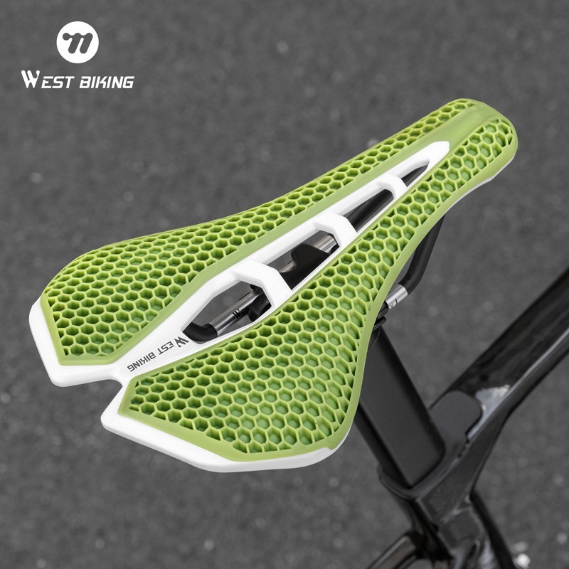 WEST BIKING Bicycle Saddle 3D Honeycomb Hollow Racing Bike Seat Cushion Green