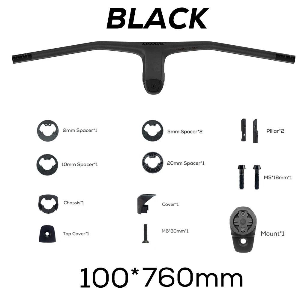 740MM -20° Degree Carbon Integrated Cockpit MTB Handlebar with Titanium Screws