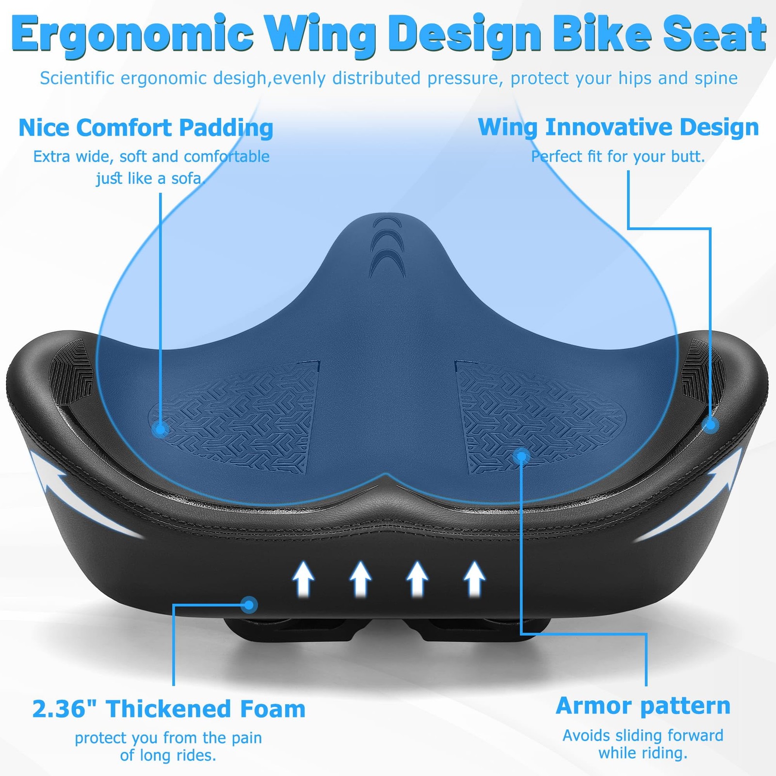 CDYWD Oversized Bike Seat for Men & Women Comfort, Extra Wide Bicycle Seat Cu…
