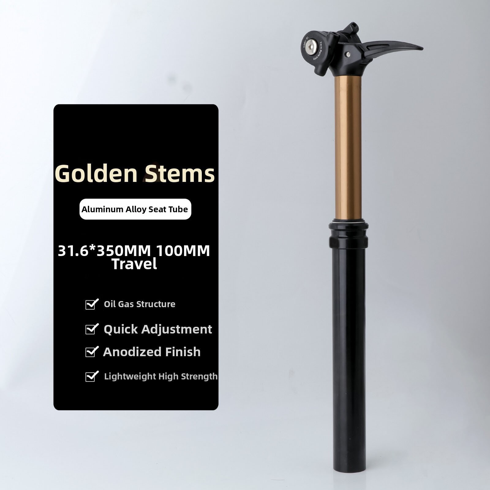Dropper Post for MTB Hydraulic Control Oil Gas Locking 27.2/30.9/31.6mm Gold