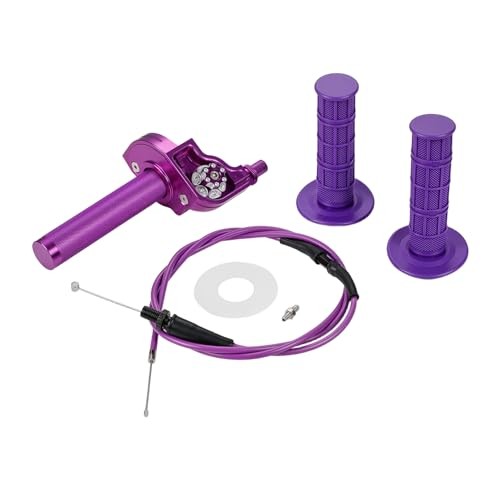 Motorcycle Twist Throttle 7/8″ 22mm with Handle Grip Throttle Cable CNC purple