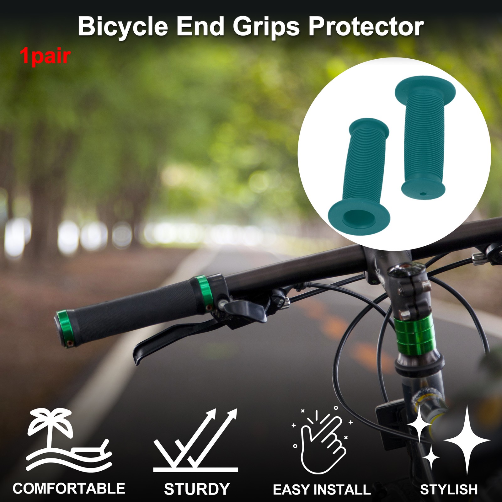 Bike Handlebar Grip Cover 85mm Non-Slip Cycling End Grips Protector Blue 1 Pair