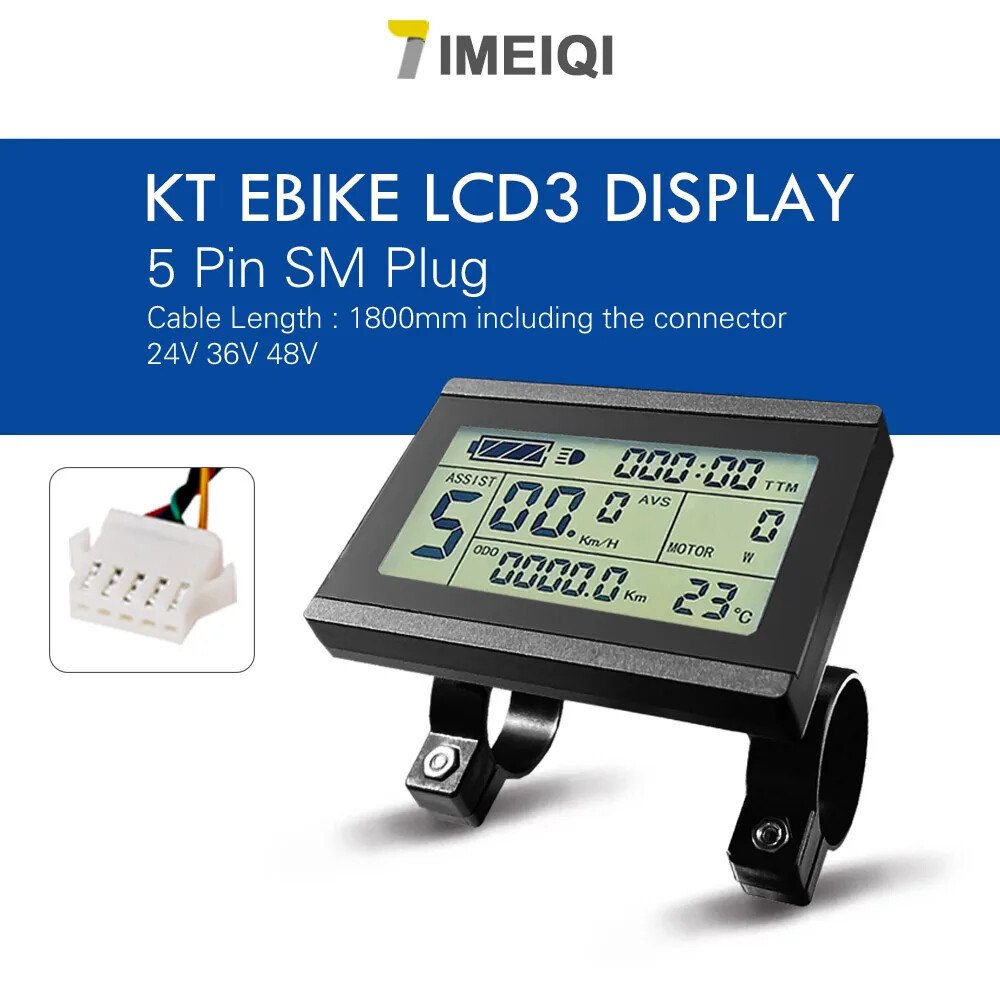 Electric Bike Intelligent Display LCD3 Waterproof SM Plug 36V 48V 52V 60V 72V