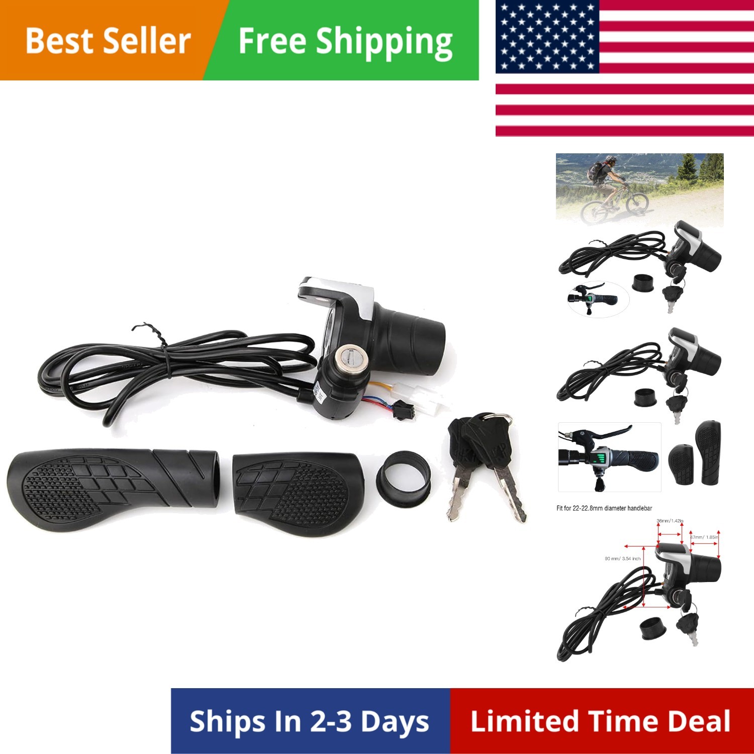 36V Electric Bike Throttle with LCD Display, Twist Grip Handlebar Controller …