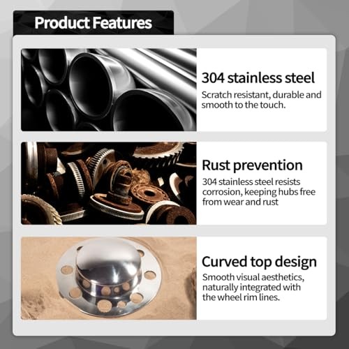 2Pcs 5.15inch Stainless Wheel Center Caps 2pcs Front, 5.15 Broe Mirror Polished