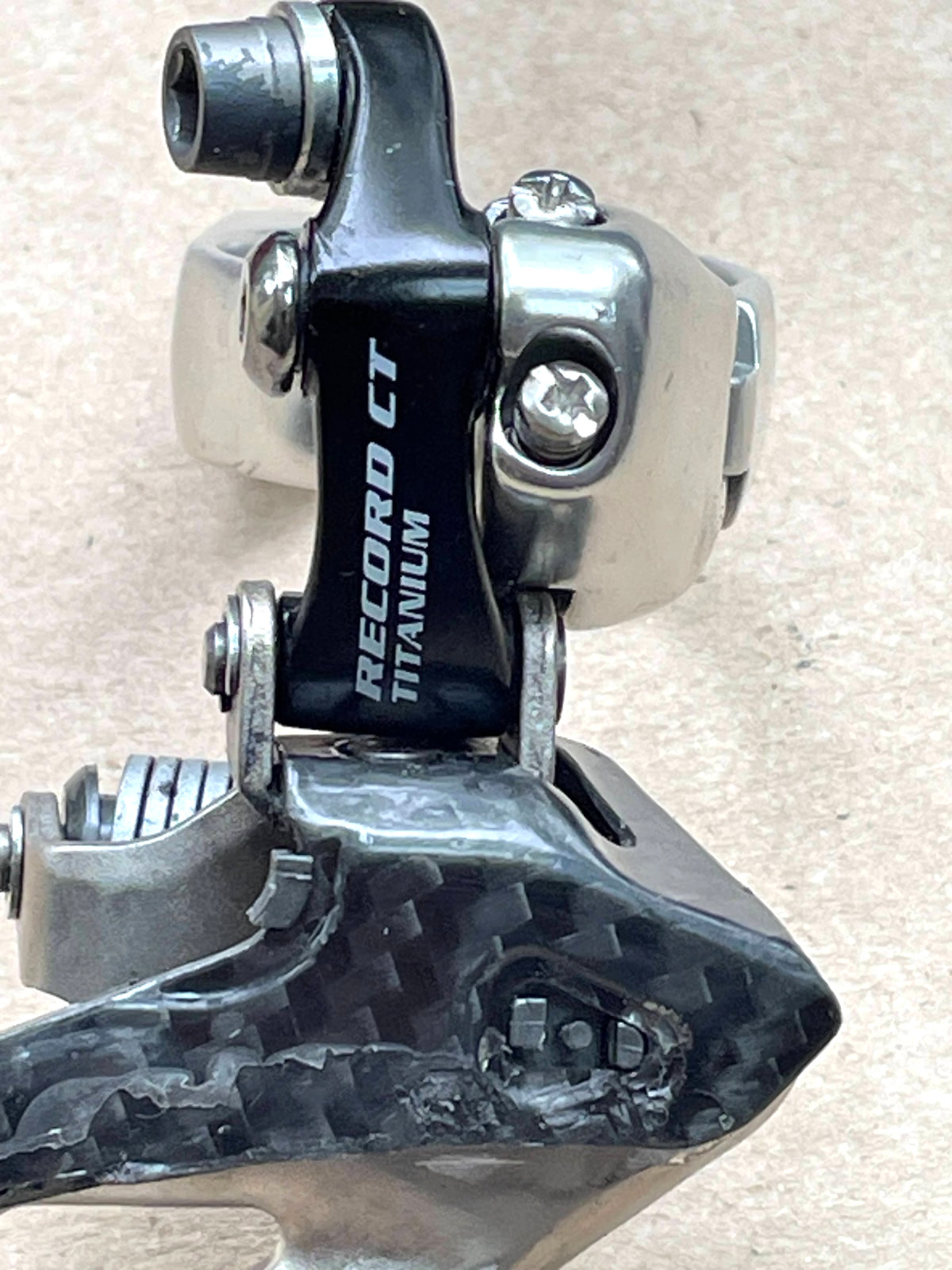 Campagnolo Record CT Carbon/Titanium Front Derailleur 32mm clamp Bottom Pull