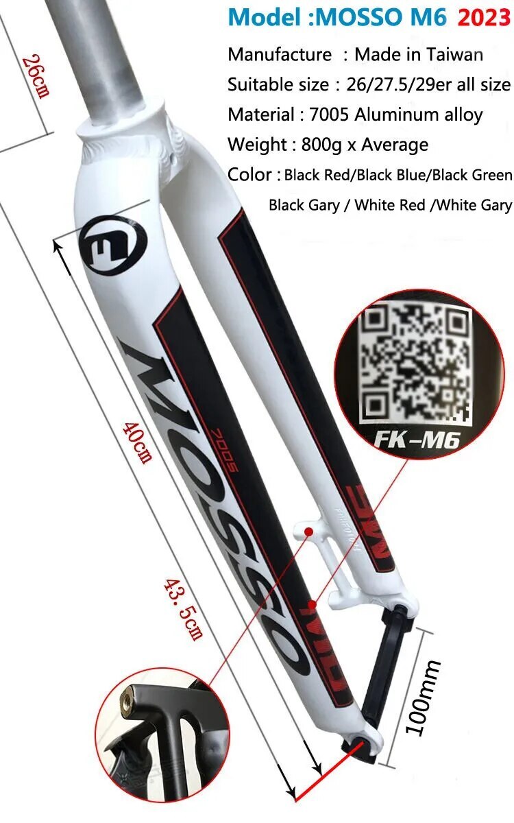 M6 MTB Bicycle Hard Fork M6i Compatible 26/27.5/29er Bicycle Front Fork To M5
