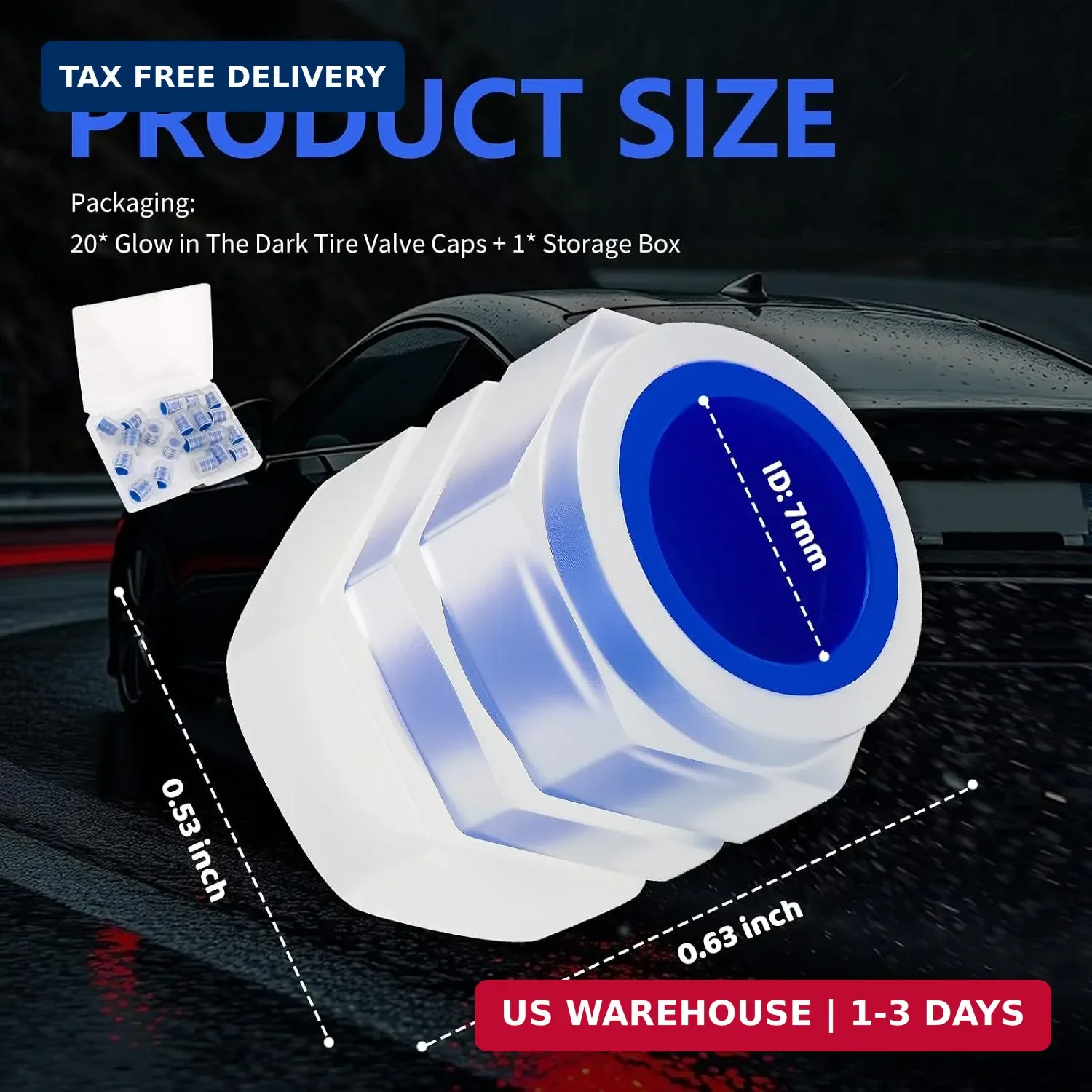 20PCS New Fluorescent Tire Valve Caps,Cool Glow in The Dark Tire Valve Caps as C