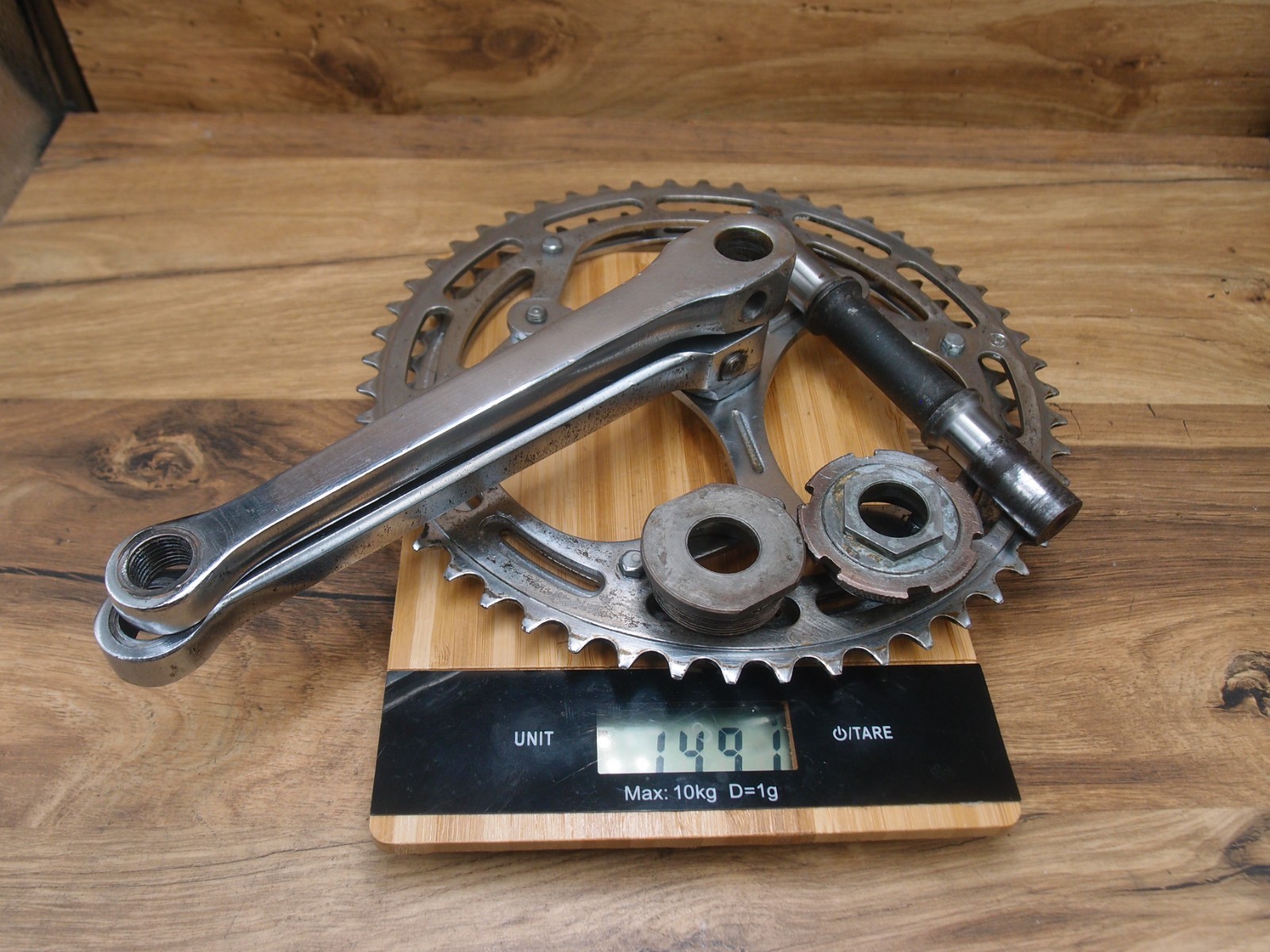 cottered crankset NERVAR made in France 52/47 T 170 mm + bottom bracket 1960’s