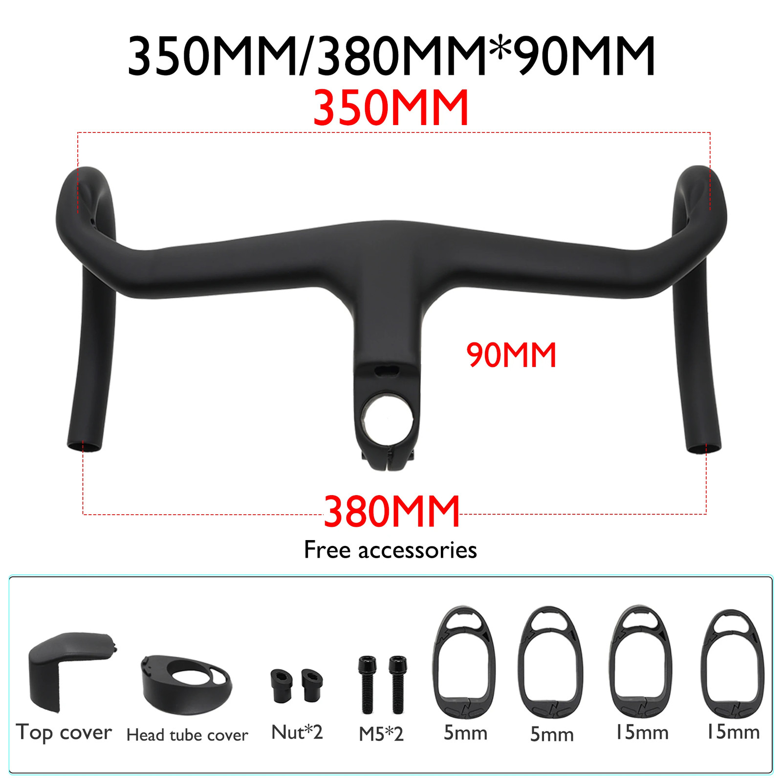 Full Carbon Integrated Road Bike Handlebar 28.6mm 350-410mm Aero Drop Handlebar