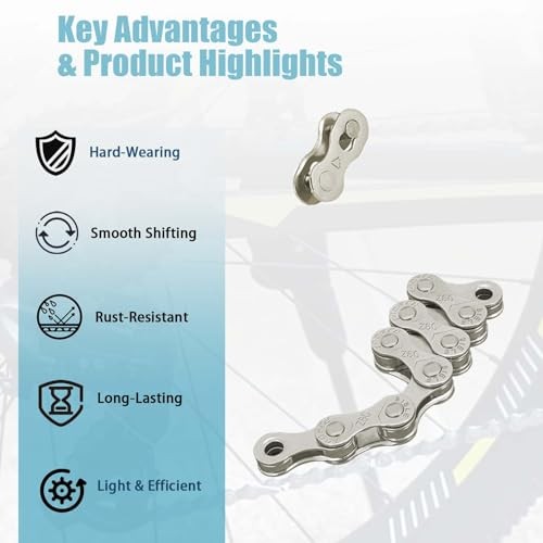 Universal 6 7 8 Speed Bike Chain, Nickel Plated Anti-Rust Chain for Silver