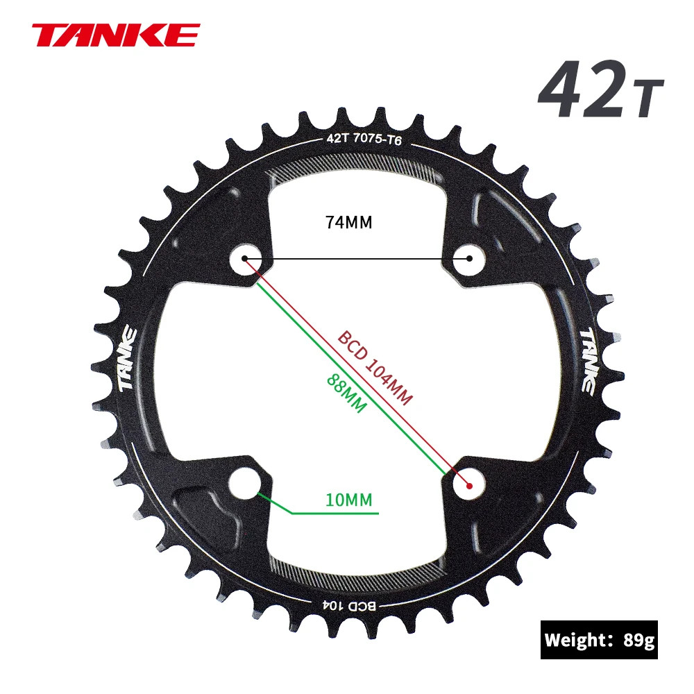 104BCD MTB Narrow Wide Chainring 32T-44T Ultralight Single Crankset Disc