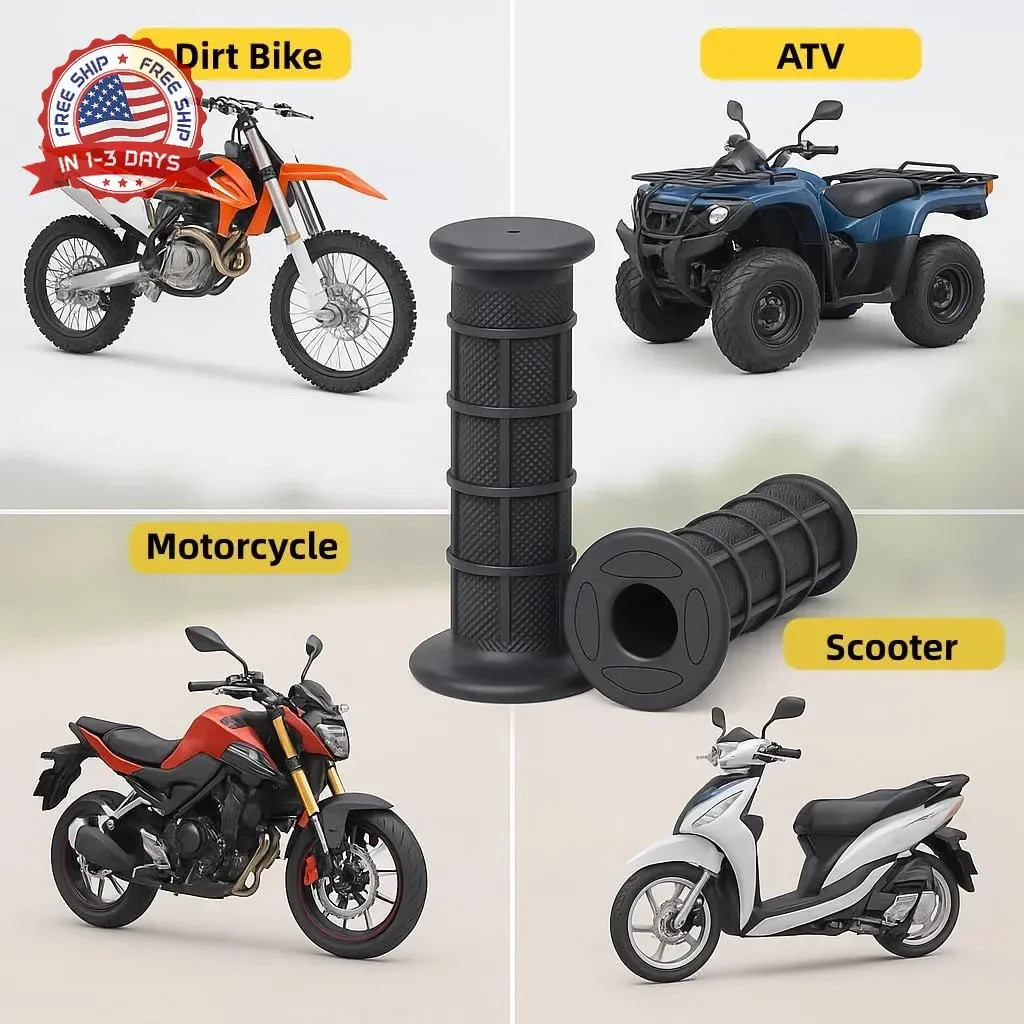 Quad Handlebar Grips Soft Rubber Anti-Slip Black 7/8» 22mm Handle Grips Replace