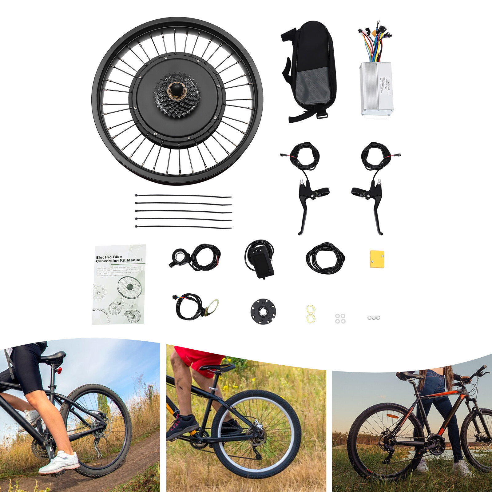 20″ 48V Electric Bicycle Front Wheel Hub Motor Ebike Conversion Kit Fat Tire 1kW