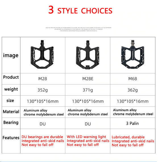 PROMEND Mountain Bicycle Pedal Mtb Road Bike Large Wide Ultralight 3 Bearings