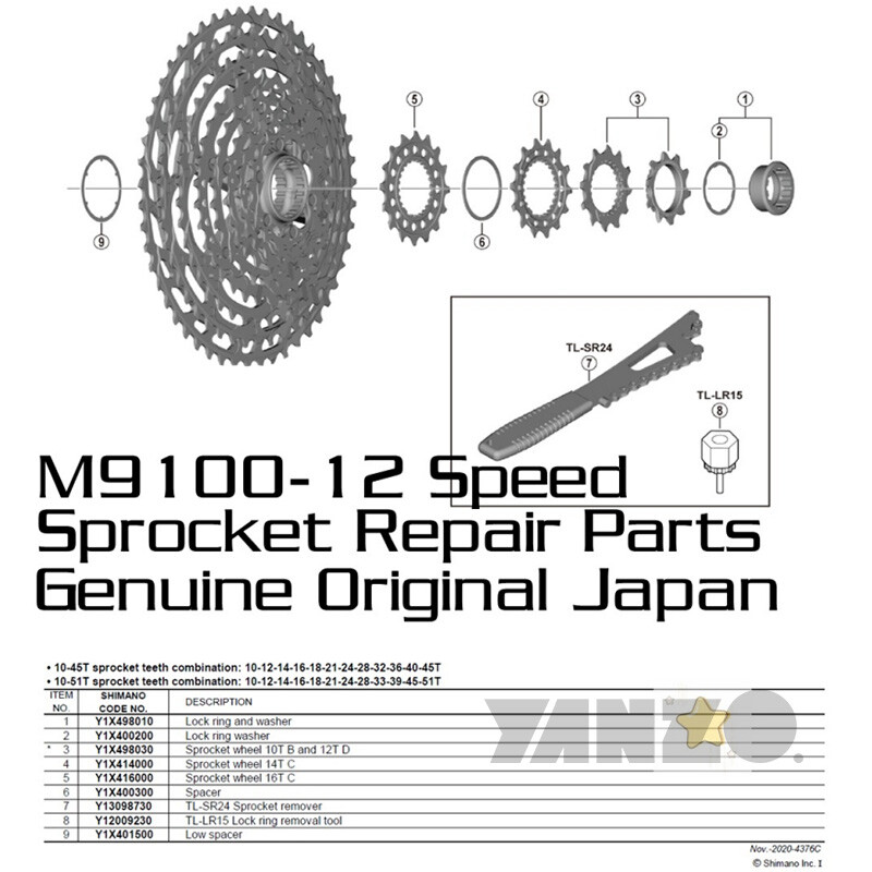 SHIMANO XTR M9100 12 Spd 10T/12T/14T/16T Cog Sprocket Wheel XT/SLX M8100/M7100