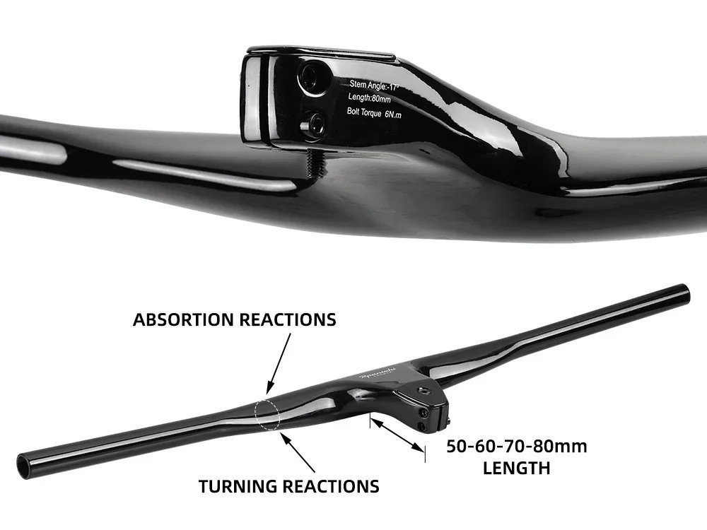 Utralight Full Carbon Fiber MTB Bicycle Integrated Handlebar -17 Degree 740mm