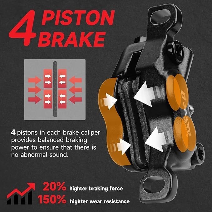ZOOM HB876e E-Bike 4-Pistons Power off MTB Hydraulic Disc Brake Set 1110/1860MM