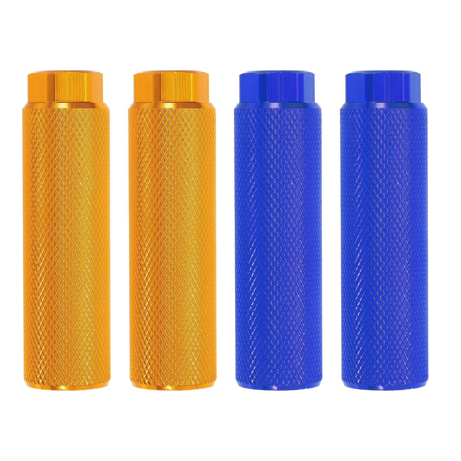 4 Pack Aluminum Alloy Bike Pegs Anti-Skid Fit 3/8 Inch Axles Yellow/Blue