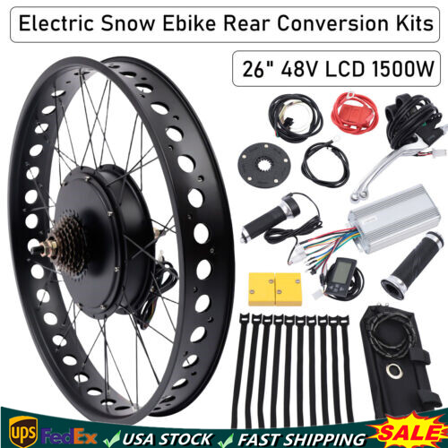 E-Bike Fat Tire Bicycle Rear Wheel Hub Motor Conversion Kit Fit 26″ 48V 1500W