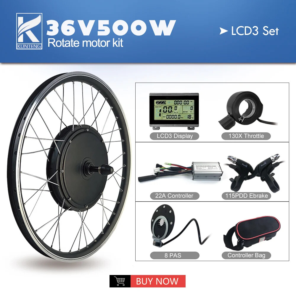36V 48V 500W Rear Rotate Brushless Gearless Hub Motor for E-bike Conversion Kit